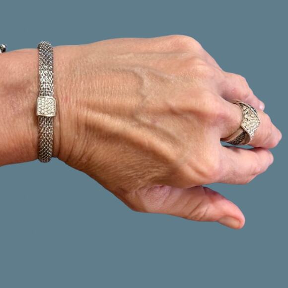 Park Lane PLUSH Bracelet Silver Pave Crystal Adjustable NWT - Picture 6 of 7